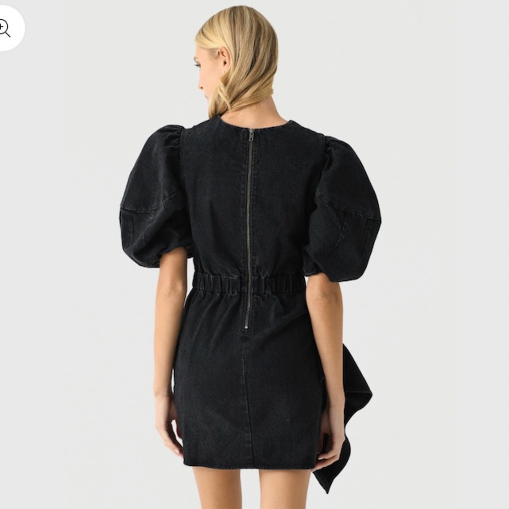 RHODE Women's Pia Black Denim Puff Sleeve Mini Dress Sz. 4 - Picture 6 of 16